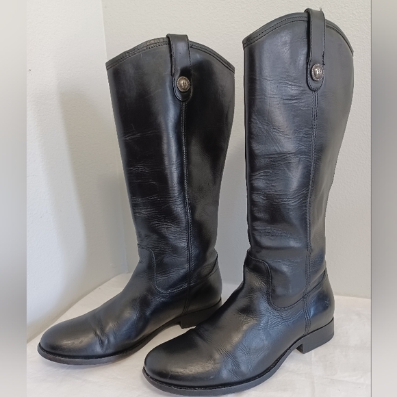 Frye Shoes - FRYE  Melissa Button tall botas women's black leather size 9B